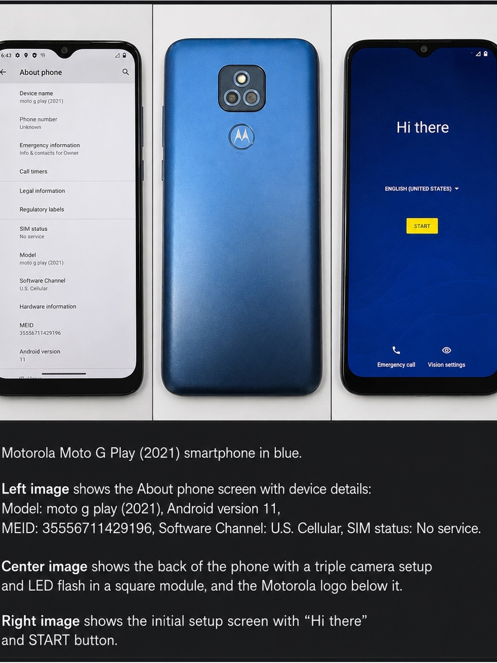 Motorola Blue Dual-View Smartphone with Triple Rear Cameras